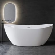 ferdy naha 67 acrylic freestanding bathtub - curve edge soaking tub, glossy white finish, cupc certified & toe-tap chrome drain/overflow assembly included! логотип
