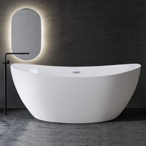 img 4 attached to FerdY Naha 67 Acrylic Freestanding Bathtub - Curve Edge Soaking Tub, Glossy White Finish, CUPC Certified & Toe-Tap Chrome Drain/Overflow Assembly Included!
