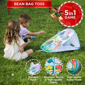 img 2 attached to 🎯 Chuchik 5-in-1 Portable Outdoor Bean Bag Toss Game for Kids - Dinosaur & Unicorn Theme Party Games, Kids Cornhole Game Set - Toys for Girls & Boys Ages 2-7 - Ideal Birthday Gift