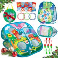 🎯 chuchik 5-in-1 portable outdoor bean bag toss game for kids - dinosaur & unicorn theme party games, kids cornhole game set - toys for girls & boys ages 2-7 - ideal birthday gift logo