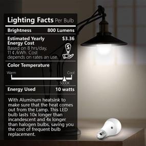 img 2 attached to Лампа AmeriTop от заката до рассвета - 2 шт., светодиодные сенсорные лампочки A19; Сертифицировано UL, автоматическое включение/выключение, 800 люмен, 10 Вт (эквивалент 60 Вт), цоколь E26, лампа внутреннего/наружного освещения (дневной свет 5000K)