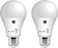 ameritop dusk to dawn light bulb- 2 pack, a19 led sensor light bulbs; ul listed, automatic on/off, 800 lumen, 10w(60 watt equivalent), e26 base, indoor/outdoor lighting bulb (5000k daylight) logo