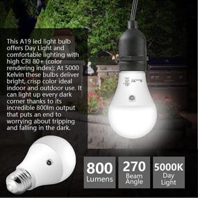 img 1 attached to Лампа AmeriTop от заката до рассвета - 2 шт., светодиодные сенсорные лампочки A19; Сертифицировано UL, автоматическое включение/выключение, 800 люмен, 10 Вт (эквивалент 60 Вт), цоколь E26, лампа внутреннего/наружного освещения (дневной свет 5000K)