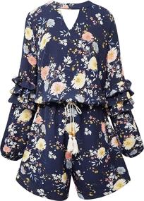 img 3 attached to 👗 Stylish Smukke Gorgeous Printed Ruffles Navy Multicolor Girls' Jumpsuits & Rompers – Fashionable Clothing for Kids