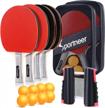 sportneer premium table tennis set with 4 ping pong paddles, retractable net, 6 balls and 2 storage bags - portable equipment for indoor and outdoor games logo