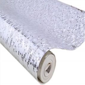 img 4 attached to Silver Foil Mosaic Wallpaper Roll - Perfect For Modern Ceilings & Decorative Walls!