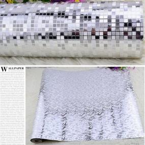 img 1 attached to Silver Foil Mosaic Wallpaper Roll - Perfect For Modern Ceilings & Decorative Walls!
