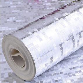 img 3 attached to Silver Foil Mosaic Wallpaper Roll - Perfect For Modern Ceilings & Decorative Walls!