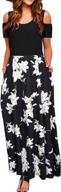 styleword women's summer cold shoulder floral maxi long dress with pocket logo