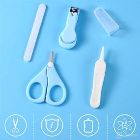 img 1 attached to 👶 Complete Baby Nail Kit for Safe and Easy Baby Care – Clippers, Scissors, Filer, Tweezer included in Blue Baby Grooming Set!