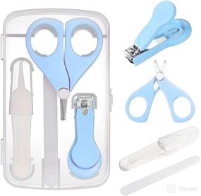 img 4 attached to 👶 Complete Baby Nail Kit for Safe and Easy Baby Care – Clippers, Scissors, Filer, Tweezer included in Blue Baby Grooming Set!