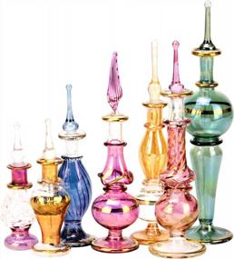 img 4 attached to Egyptian Perfume Bottles Wholesale Mix Collection Set Of 12 Hand Blown Decorative Pyrex Glass 2 -5 In With Handmade Golden Egyptian Decoration For Perfumes & Essential Oils By NileCart
