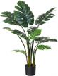 fopamtri artificial monstera deliciosa plant 43" fake tropical palm tree, perfect faux swiss cheese plant for home garden office store decoration, 11 leaves logo