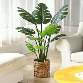 img 2 attached to FOPAMTRI Artificial Monstera Deliciosa Plant 43" Fake Tropical Palm Tree, Perfect Faux Swiss Cheese Plant For Home Garden Office Store Decoration, 11 Leaves