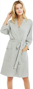 img 4 attached to Women'S Soft Cotton Robes By U2SKIIN - Lightweight 3/4 Sleeves Loungewear