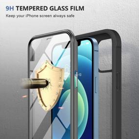 img 2 attached to Protect Your IPhone 12/12 Pro In Style With Miracase Full-Body Glass Case - Clear Bumper, Built-In Tempered Screen Protector - Black