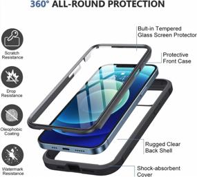 img 3 attached to Protect Your IPhone 12/12 Pro In Style With Miracase Full-Body Glass Case - Clear Bumper, Built-In Tempered Screen Protector - Black