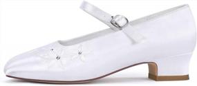 img 3 attached to Comfortable ERIJUNOR Dyeable Satin White Communion Shoes For Flower Girls And Children