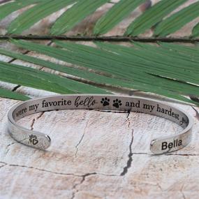 img 1 attached to 🐾 Personalized Dog Memorial Bracelet | Stainless Steel Paw Cuff Bangle for Women, Girls & Pet Lovers | Sympathy & Remembrance Jewelry Gift for Beloved Dogs & Cats | Customizable Name & Memory Loss Keepsake