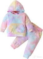 🌈 trendy toddler baby girl tie dye hoodie and pants set - stylish winter/fall outfits логотип