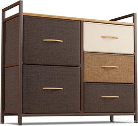 img 4 attached to 🗄️ Cubiker Dresser Storage Organizer: 5-Drawer Tower Unit for Bedroom & Closets, Sturdy Steel Frame & Wood Top, Chocolate