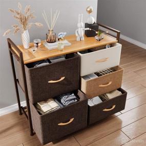 img 2 attached to 🗄️ Cubiker Dresser Storage Organizer: 5-Drawer Tower Unit for Bedroom & Closets, Sturdy Steel Frame & Wood Top, Chocolate