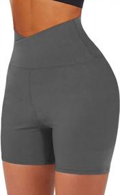 img 4 attached to Women'S Black Cross Waist Workout Shorts, Running Yoga Biker Shorts For Women (ZOOSIXX 5)