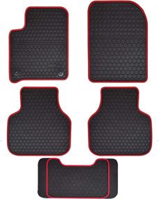 img 3 attached to Megiteller Custom Fit Car Floor Mats for Dodge Journey (2012-2020) - Red, Odorless, Washable, Heavy Duty Rubber, All Weather Liners - Front and Rear Set