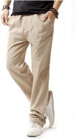 img 4 attached to Men'S Casual Beach Linen Pants Summer Jean Jacket
