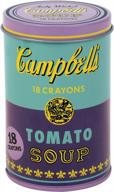 mudpuppy - andy warhol - set of crayons - campbell's soup cans (1965) - violet and green logo