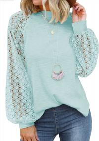 img 2 attached to Women'S Long Sleeve Tops Lace Blouse Casual Loose T-Shirt MIHOLL