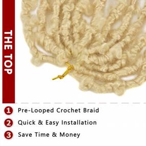 img 2 attached to Blond Pre-Looped Butterfly Locs Crochet Hair - 18 Inches, 6 Pack, 613 Color