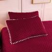 liferevo 2 pack diamond quilted crystal velvet mink pillowcases pompoms fringe decorative throw pillow shams zipper closure lumbar cushion cover for bedroom sofa couch (burgundy, queen) logo