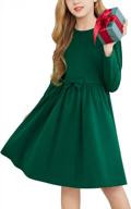 arshiner girls' a-line skater dress with bow tie detail, long sleeves, and twirly silhouette, perfect for casual wear logo