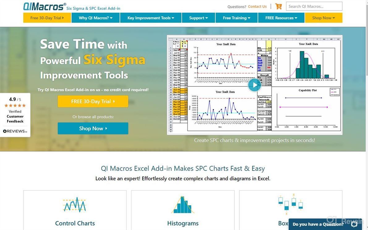 img 1 attached to QI Macros SPC Add-in for Excel review by Jimmie Gebrehiwot