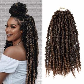 img 4 attached to 4 Packs 18 Inch Passion Twists Synthetic Crochet Braids Pre-Looped Spring Bomb Crochet Hair Extensions Fiber Fluffy Curly Twist Braiding Hair (T30#, 18 Inch (Pack Of 4))