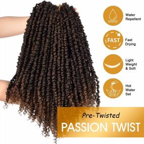 img 1 attached to 4 Packs 18 Inch Passion Twists Synthetic Crochet Braids Pre-Looped Spring Bomb Crochet Hair Extensions Fiber Fluffy Curly Twist Braiding Hair (T30#, 18 Inch (Pack Of 4))