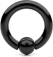 ruifan black plated 316l surgical steel spring action captive bead ring cbr 2g 4g 6g 8g 0g 00g logo