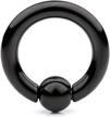 ruifan black plated 316l surgical steel spring action captive bead ring cbr 2g 4g 6g 8g 0g 00g logo