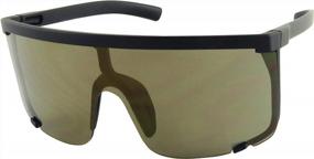 img 4 attached to ShadyVEU Retro 80'S Flat Top Super Shield Colorful Mirrored Lens Oversized Sunglasses Frame