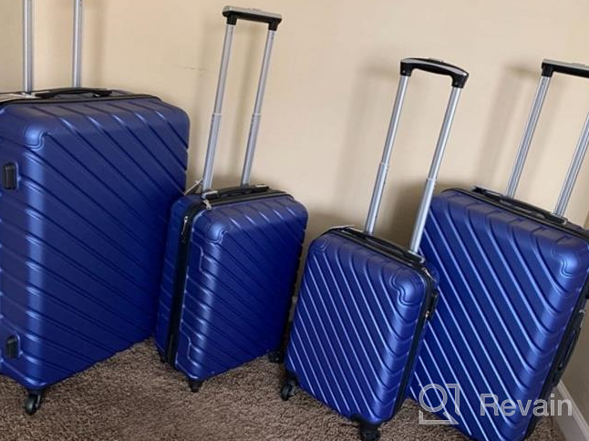 img 1 attached to 🧳 Travel in Style with Apelila's 4-Piece Hardshell Luggage Set in Rose Gold - Includes Spinner Wheels, Free Cover & Hanger review by Bryce Wohlman