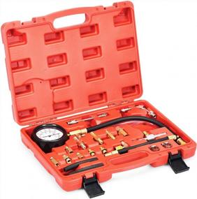img 4 attached to Professional Fuel Injection Pressure Tester Kit By Goplus - 0-140 PSI Pressure Gauge Test Set With Case For Trucks, Cars, And ATVs (10 Bar)
