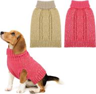 🐶 pedgot classic cable knit dog sweater turtleneck | 2-piece set | warm winter pet clothes coat | cozy knitted dog jumper | yarn warm sweater for fall & winter логотип