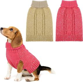 img 4 attached to 🐶 Pedgot Classic Cable Knit Dog Sweater Turtleneck | 2-Piece Set | Warm Winter Pet Clothes Coat | Cozy Knitted Dog Jumper | Yarn Warm Sweater for Fall & Winter