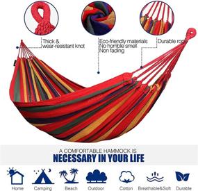 img 3 attached to Experience Ultimate Comfort With Anyoo Garden Cotton Hammock - Durable & Portable Hammock For Camping & Outdoor Relaxation