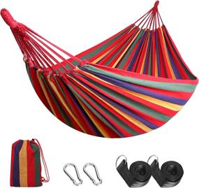 img 4 attached to Experience Ultimate Comfort With Anyoo Garden Cotton Hammock - Durable & Portable Hammock For Camping & Outdoor Relaxation