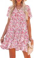 women's summer floral dress - shewin v neck short sleeve ruffle hem a-line boho mini logo
