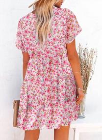 img 2 attached to Women'S Summer Floral Dress - SHEWIN V Neck Short Sleeve Ruffle Hem A-Line Boho Mini