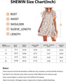 img 1 attached to Women'S Summer Floral Dress - SHEWIN V Neck Short Sleeve Ruffle Hem A-Line Boho Mini