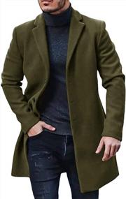 img 4 attached to Warm And Stylish Slim Fit Men'S Trench Coat With Notched Collar, Single Breasted Design, Perfect For Fall And Winter Seasons - PASLTER Pea Coat Overcoat